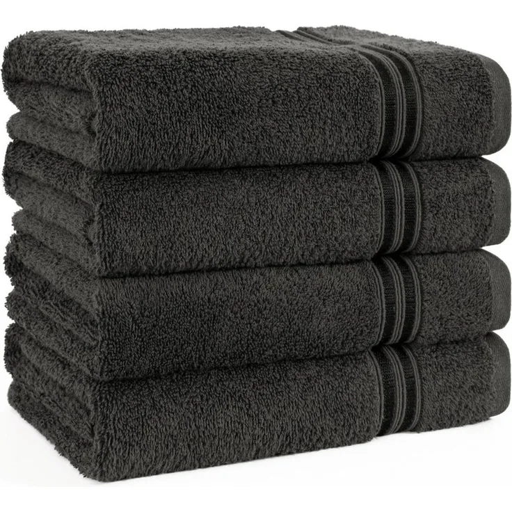Hammetex 4er Badetuch Set, 100% Baumwolle Premium Qualität Groß 50x100 cm Handtuch, Weich Saugstark Schnell Trocknendes Händehandtuch, Anthrazit