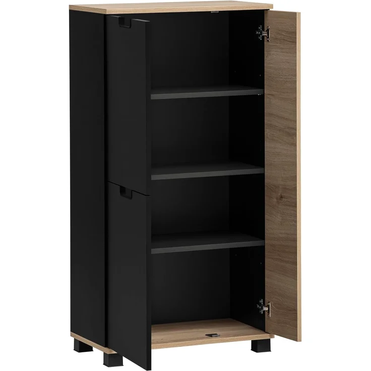 Schildmeyer Highboard Emmik 159513 schwarzmatt/weißeiche Dekor, 59,8 x 32,6 x 116,9 cm – Bild 3