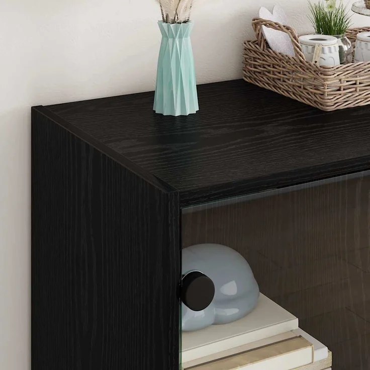 vidaXL Seitenschrank Schwarz Eichen-Optik 68 x 37 x 75,5 cm 886248 – Bild 3