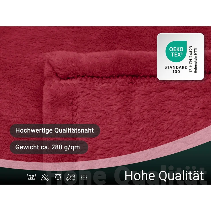 ZOLLNER Kuscheldecke, 150x200 cm, rot (weinrot) – Bild 4