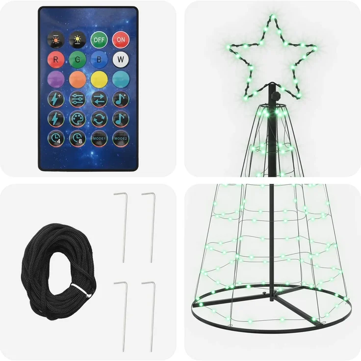 vidaXL LED-Weihnachtsbaum EKENAS 250 cm 300 LEDs RGB Stahl RGB 42050822 – Bild 4