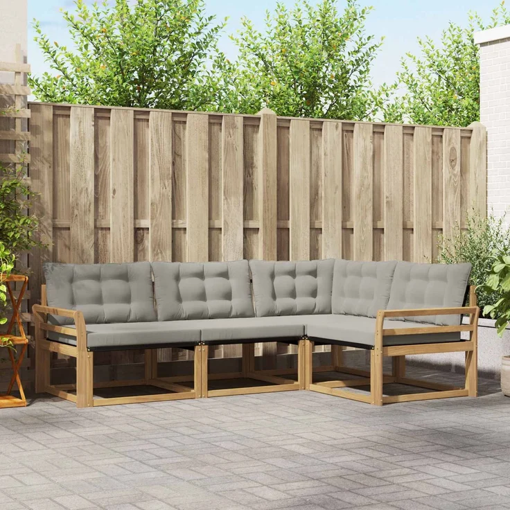 vidaXL Outdoor-Sofagarnitur 4 stk. Weiß und Hellgrau 3388637 – Bild 1