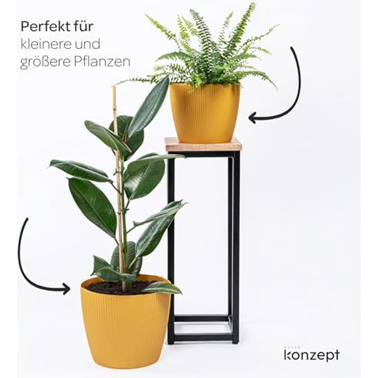 KONZEPT Blumentopf groß, gerillte Struktur 26/30cm, Übertöpfe für Zimmerpflanzen, aus Kunststoff ideal für Wohnzimmer, Küche und Balkon – Bild 7