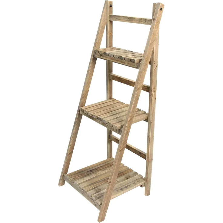 Regal "Recycling-Chic" aus Holz, klappbar, rustikal, 3 Böden, Standregal, Badregal, Blumenregal – Bild 3