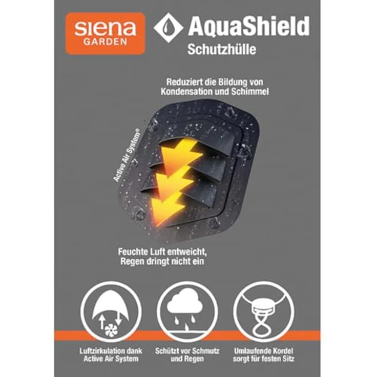 Siena Garden Tisch-Schutzhülle AquaShield, PU-beschichtetes Polyester in Hellgrau, 140 x 90 x 70 cm, mit Zugband und Active Air System® – Bild 2