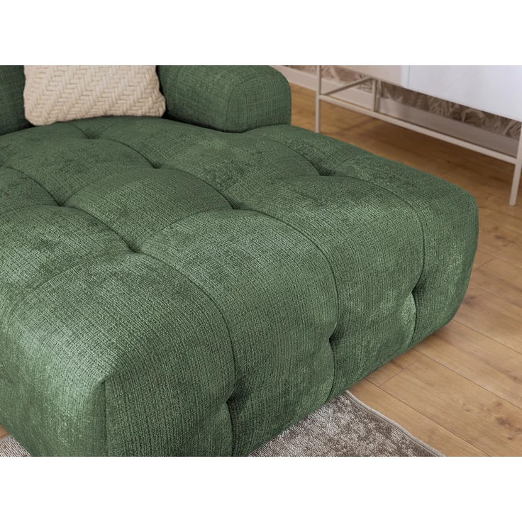 luma-home Modernes Ecksofa mit Ottomane rechts, mit markanten Steppungen, Chenille in Grün, 234 x 161 x 79cm – Bild 6