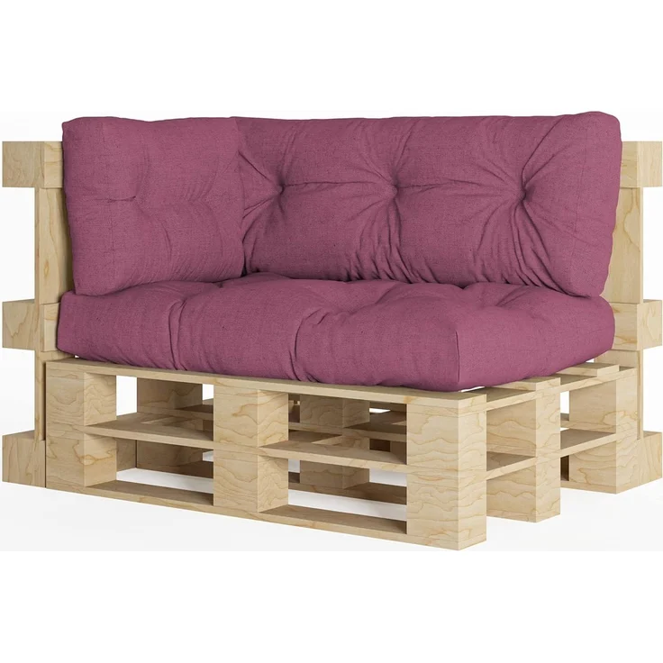 chilly pilley Palettenauflage Schaumflocken palettenkissen Palettenpolster Palettenmöbel Palettensofa Rückenlehne Sitzkissen Seitenkissen Set (3er Set Violett) – Bild 1