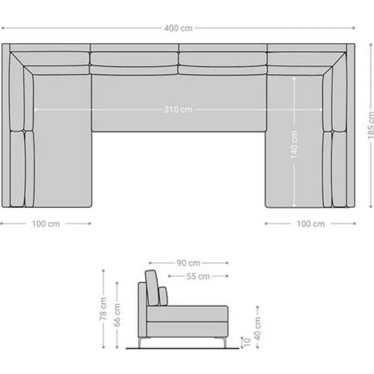 DELIFE Wohnlandschaft Elio, Mikrofaser Graphite 400x185 cm XL Wohnlandschaft – Bild 4