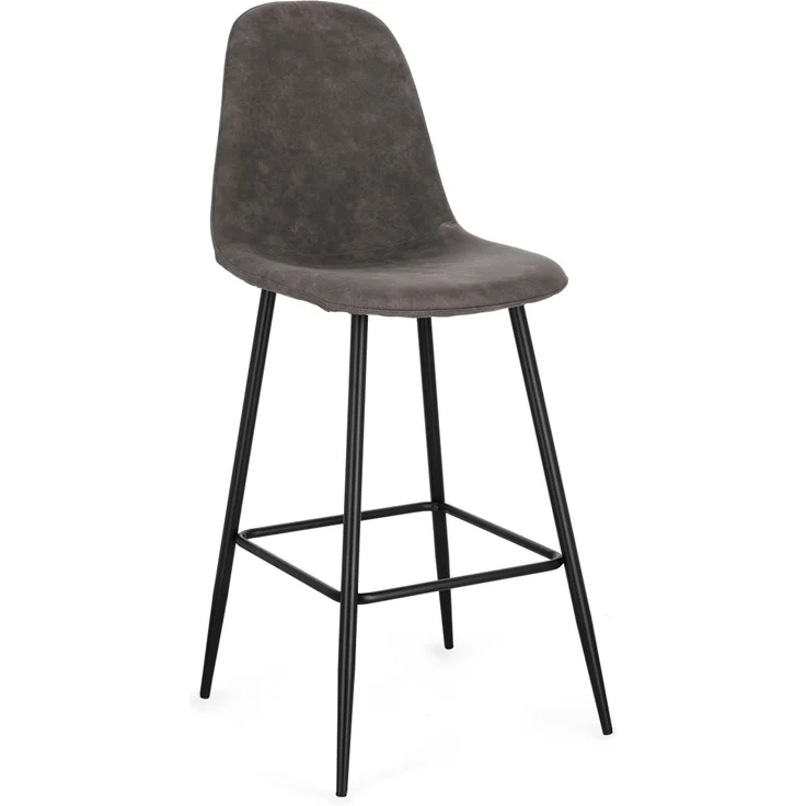 Barhocker New Irelia aus Kunstleder, modern mit Fußstütze, dunkelgrau, 2er-Set – Bild 1
