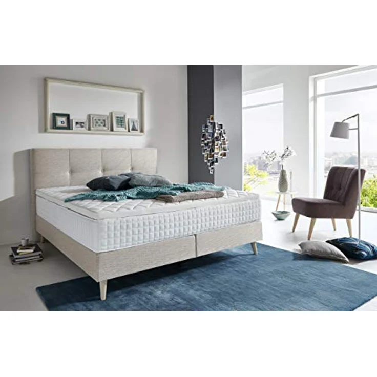 Atlantic Home Collection Boxspringbett FRANKA, 180x200 cm, inklusive Topper (Härtegrad H2), Creme – Bild 2