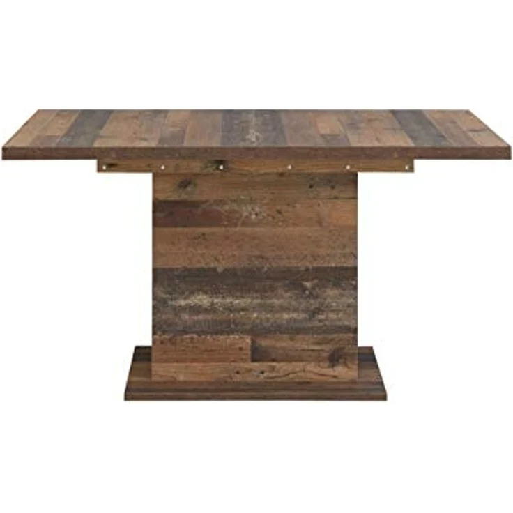 Forte Clif Esstisch ausziehbar, Holzwerkstoff, Old-Wood Vintage 160-200 x 76,6 x 90 cm & Clif Kommode mit 3 Türen und 2 Schubkästen, Dunkelgrau, 156,4 x 86,3 x 41,6 cm – Bild 4