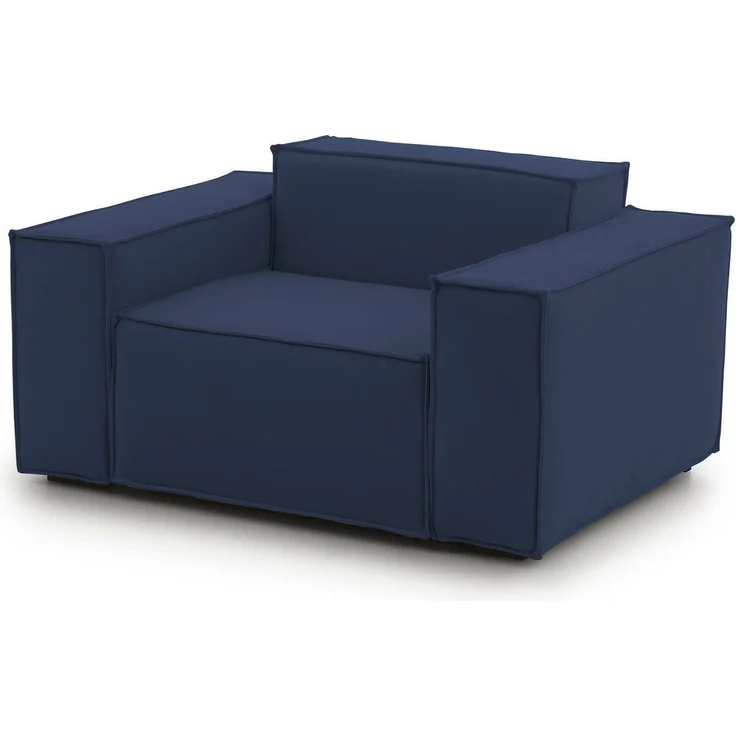 Dmora Rodonite Sessel, Wohnzimmersessel, 100 % Made in Italy, Relaxsessel aus gepolstertem Stoff, 160 x 95 x 70 cm, Blau – Bild 1