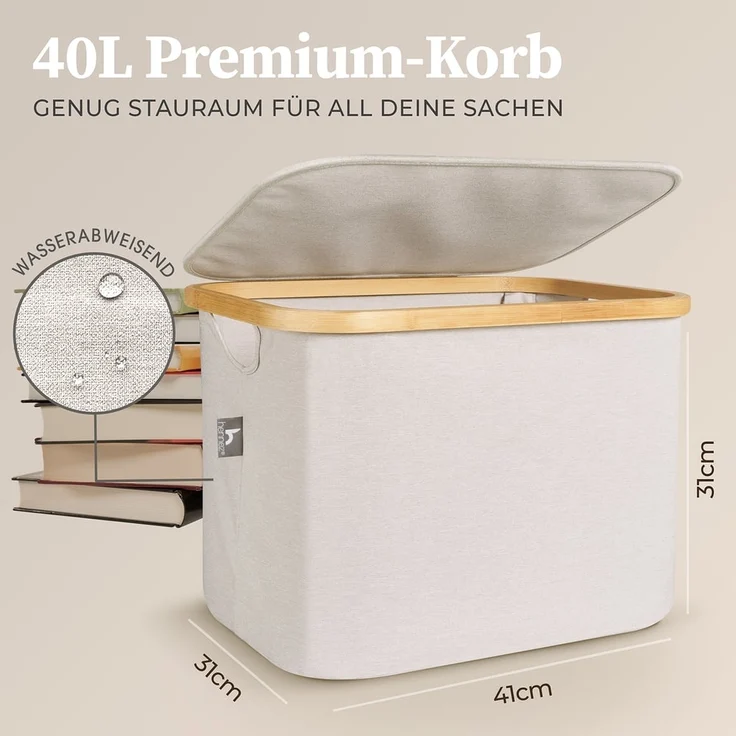HENNEZ Wäschekorb Aufbewahrungsbox mit Deckel 40L, kompatibel mit IKEA KALLAX Regal, Aufbewahrungsboxen – Bild 3