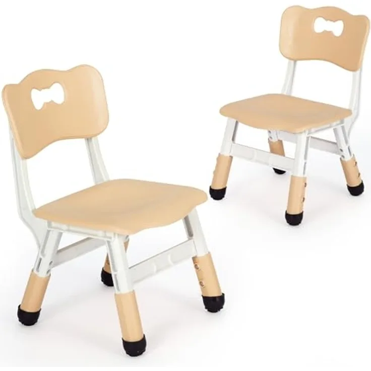 Clevich Kinder Schreibtischstuhl 2PCS, Kinderstuhl Plastik bis 100KG, Kinder Stuhl Höhenverstellbar, mit Rückenlehne, ab 2 Jahr, Schule, Kinderzimmer, Tagespflege, Kindermöbel, Gelb