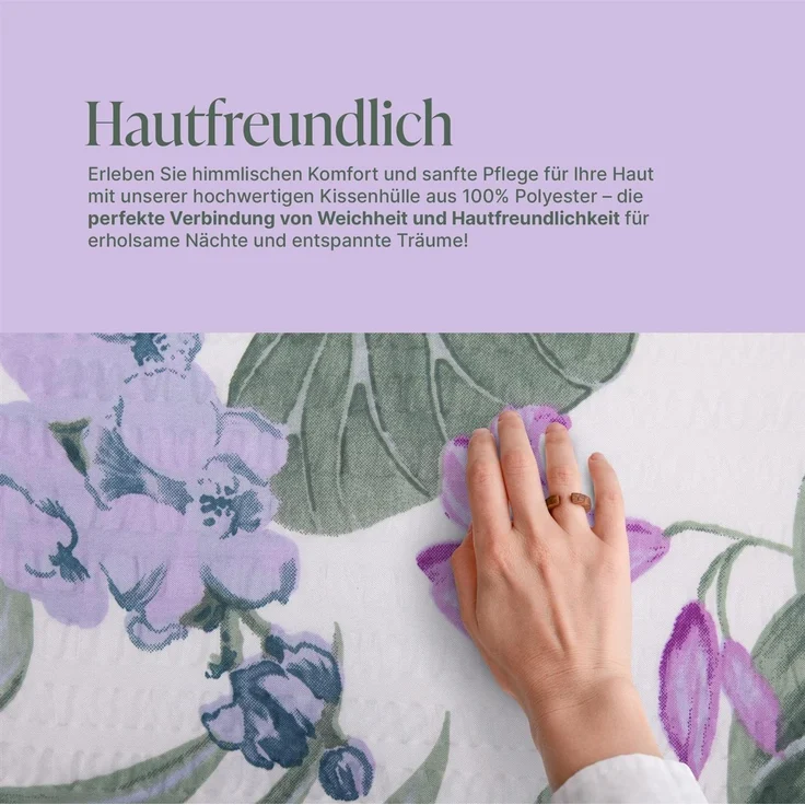 Seersucker - Kissenbezug 40x80cm - 2er Pack Blumen – Bild 3