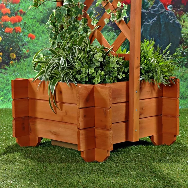 2x Rosenbogen + Pflanzkübel Pergola Spalier Blumenkübel Rankhilfe Torbogen Holz – Bild 4