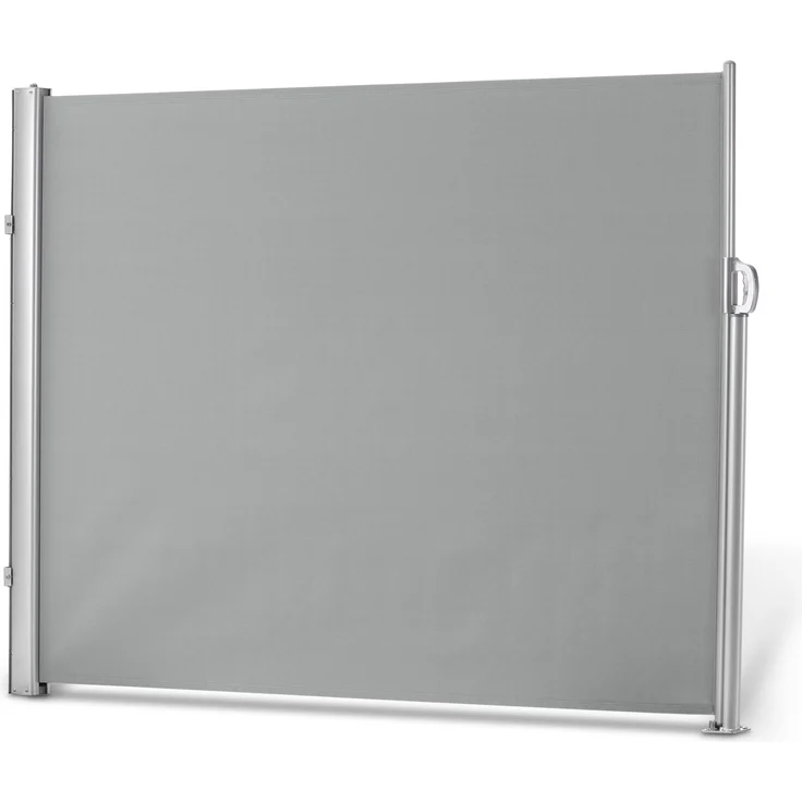 LECO Seitenmarkise ausziehbar, Polyester lichtgrau, Aluminium-Stahlrohr-Mix silbergrau, 1,8x3 m – Bild 1