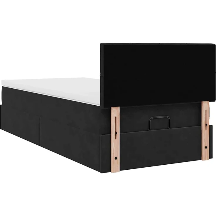 vidaXL Ottoman-Bett mit Matratze & LEDs Schwarz 90x200 cm Samt 3312598 – Bild 9