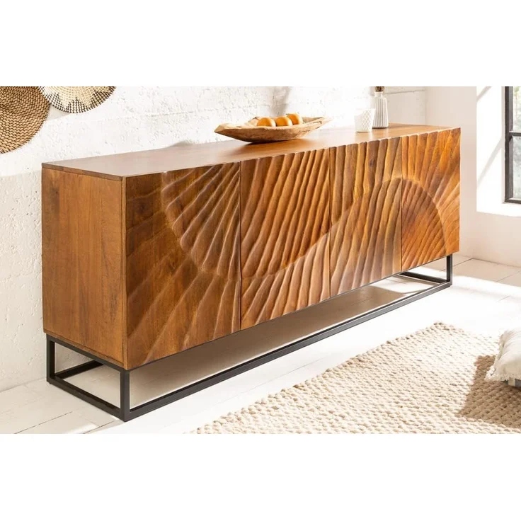 riess-ambiente Sideboard SCORPION 180cm braun / schwarz (Einzelartikel, 1 St), Massivholz · Metall · Kommode · 3D Schnitzereien · Wohnzimmer – Bild 2