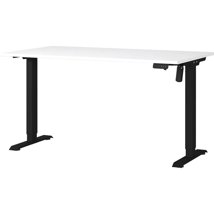Germania Schreibtisch 8023-614, in Weiß/Schwarz, elektr. höhenverstellbar, 140 x 119 x 80 cm (BxHxT)