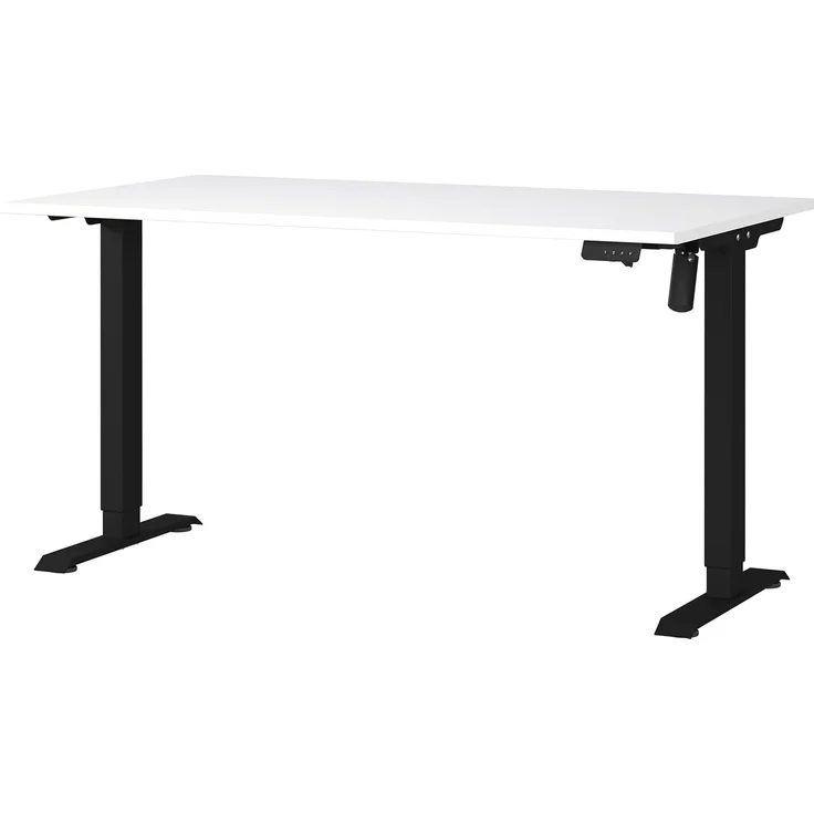 Germania Schreibtisch 8023-614, in Weiß/Schwarz, elektr. höhenverstellbar, 140 x 119 x 80 cm (BxHxT)