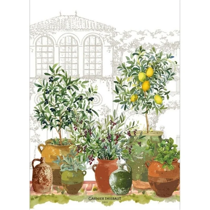 Garnier-Thiebaut Geschirrtuch Jardin Provencal Olive 50x70 Cm 50% Leinen/50% – Bild 2