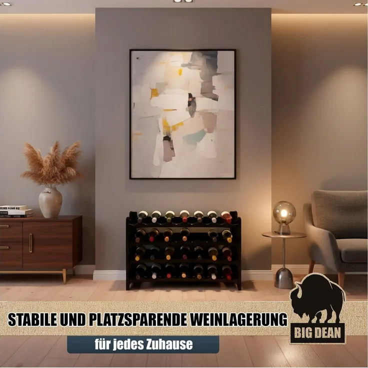 BigDean Flaschenregal Flaschenregal stapelbar für 6 Flaschen Weinregal, Set 1-tlg, Modular, Erweiterbar, Werkzeugfrei, Robust, Standsicher