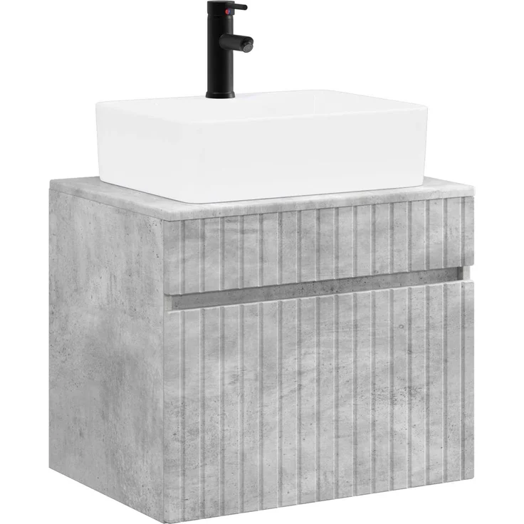 vidaXL Waschbeckenschrank Betongrau 59 x 44,5 x 50 cm Holzwerkstoff 3404293 – Bild 2