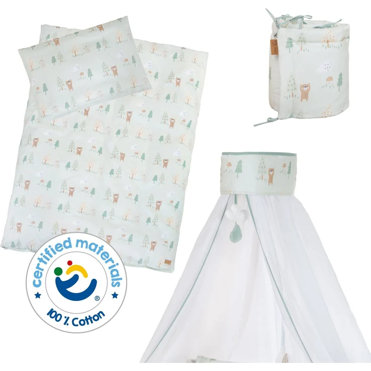 roba Kinderbettgarnitur 'Woodland Buddies' 4-teilig - Himmel, Nestchen & Bettwäsche - Pastellgrün – Bild 9