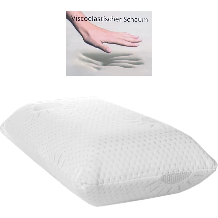Kopfkissen mit Memory Foam und abnehmbaren Bezug, Nackenkissen / Reisekissen in 42x23cm – Bild 4
