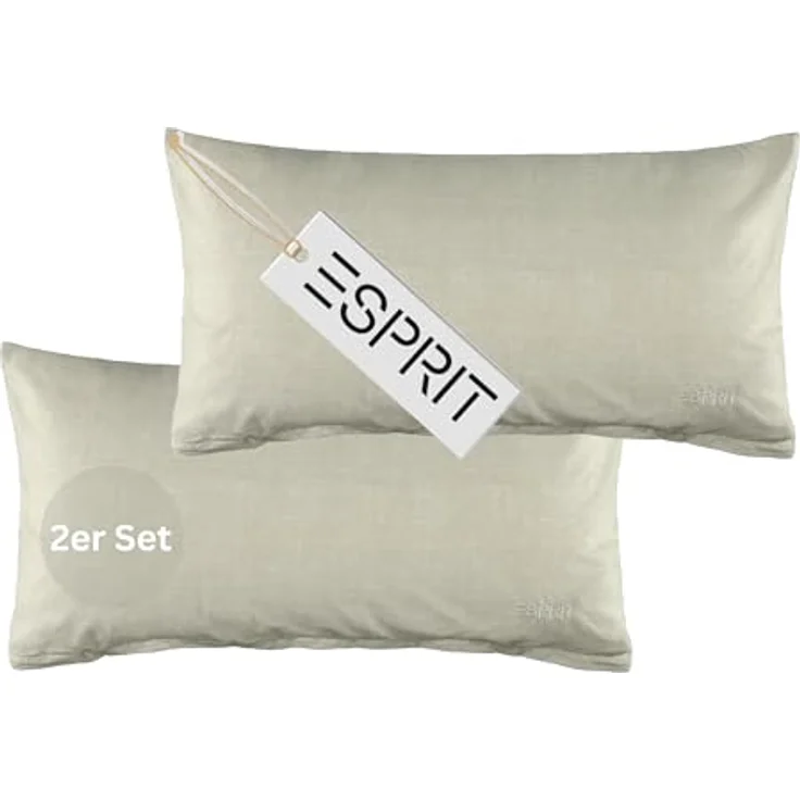 Esprit Bettwäsche HARP Renforcé Kissenbezüge und Bettwäsche, Baumwolle, 2 teilig, 40x80 cm 2er Pack in Grau – Bild 2