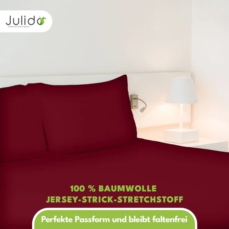 Jersey Spannbettlaken Spannbetttuch 90-100x190-200cm 100% Baumwolle Bordeaux – Bild 5