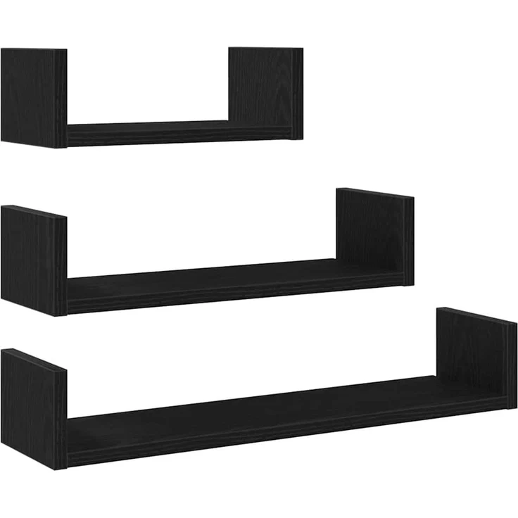 vidaXL Wandregale 3 Stk. Schwarz Eichen-Optik Holzwerkstoff 862405 – Bild 2