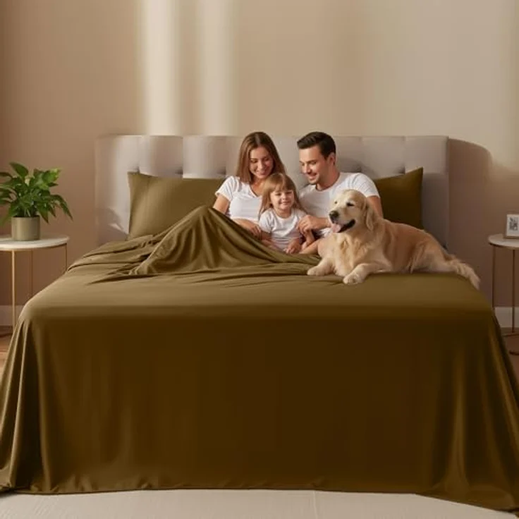 Utopia Bedding Bettwäsche-Set für King-Size-Betten, 4-teilig, gebürstete Mikrofaser, schrumpft und lichtbeständig, pflegeleicht (Kingsize, Mokka) – Bild 3