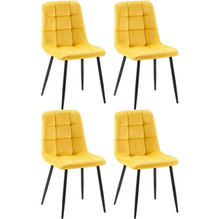 CLP 4er Set Esszimmerstühle Antibes Samtbezüge gepolstert Rückenlehnen bis 150 kg,gelb – Bild 4