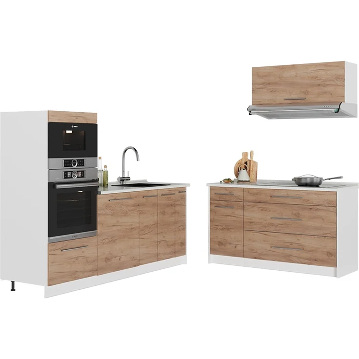 Küchenzeile Fame-Line Goldkraft Eiche/Weiß 340 cm, AP Anthrazit Vicco – Bild 6