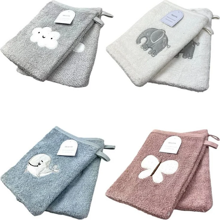 2er Pack Baby Waschhandschuhe » Set 2 Kinder Waschlappen Frottee » 21 x 15 cm reine Baumwolle » Wasch Handschuhe - Rosa – Bild 2