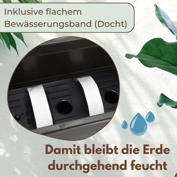 Blumenkasten Balkon 60 cm Balkonkasten mit Halterung Blumenkasten mit Wasserspeicher Fensterbank Außen Balkongeländer Blumenkastenhalterung – Bild 5