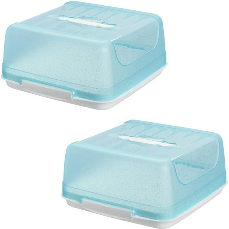 Engelland Kuchentransportbox Kleine Kuchenbox mit transparentem Deckel, Kunststoff, (Vorteils-Set, 2-tlg, sicheres Transportieren), mit Tragegriff und Klickverschluss, BPA-frei, rechteckig, Kunststoff – Bild 4