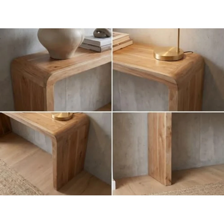 FINEBUY Konsolentisch FB117941 Flurtisch 120cm Ablagetisch Massivholz Anrichte Handmade (Elegantes Beistellmöbel für deinen Flur), Modernes Holzmöbel mit abgerundeten Ecken – Bild 6