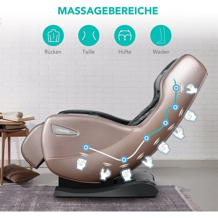 NAIPO Massagesessel, Massagestuhl mit Liegeposition, Bluetooth, Platzsparend – Bild 3