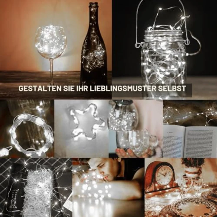 Jsdoin LED Mini Lichterkette mit Batterie, 12x20er Micro Lichterkette außen Batterie, 2M DIY kleine Lichterketten Wasserdicht für Party Hochzeit Weihnachten Beleuchtung Deko (Kaltweiß) – Bild 4
