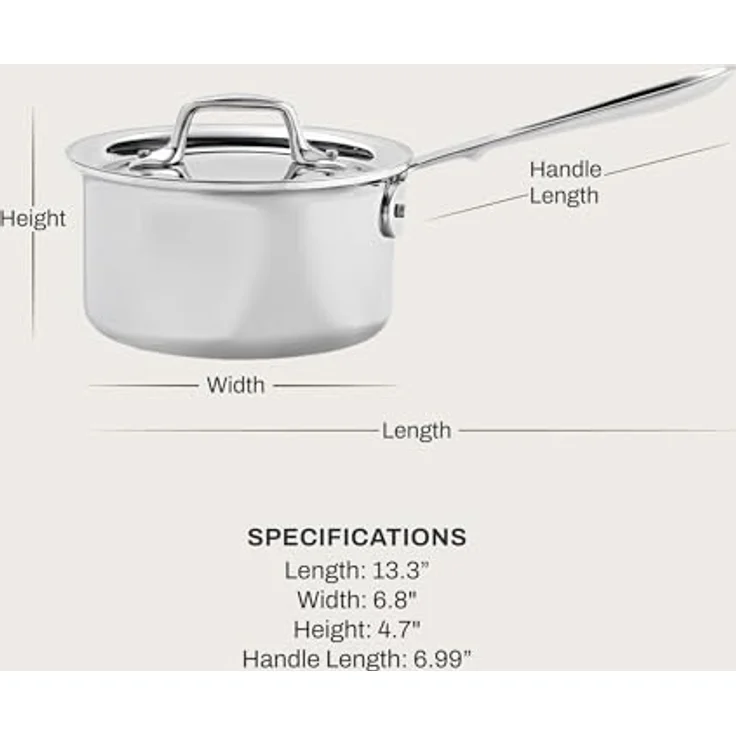 All-Clad 4201. 5 Stainless Steel Tri-Ply Bonded Dishwasher Safe Sauce Pan with Lid Cookware, 1. 5-Quart, Silver – Bild 3