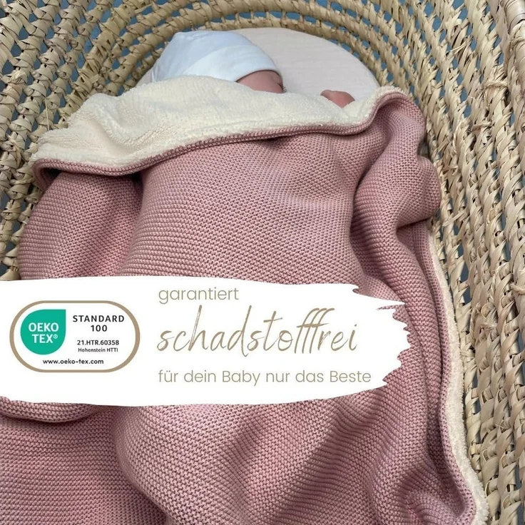 Babydecke Winterdecke Neugeborene Baumwolle/ Fleece OEKO-TEX® Kinderwagendecke, DIKOS, PREMIUM Qualität, ALTROSA/GRAU, warm, kuschelweich, Babygeschenk – Bild 3