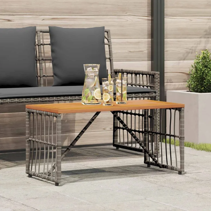 vidaXL Tisch für Outdoor Grau 80 x 40 x 40 cm Stahl und Poly Rattan 42025147