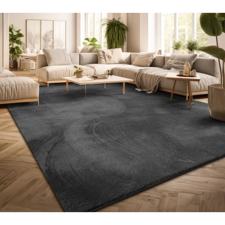 TT Home Teppich Diele, Esszimmer, Flur, Schlafzimmer, Wohnzimmer, Rechteckig, Höhe: 14 mm, Wohnzimmer Kurzflor Einfarbig Modernes Design Waschbar