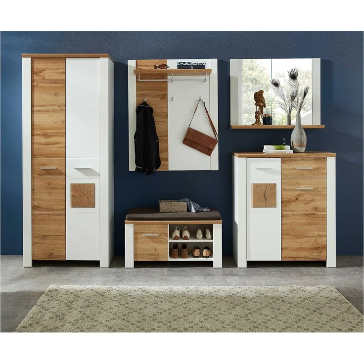Bank vito Materio, Holzwerkstoff, Kunststoff, Weiß, Holzfarben, 90 x 50 x 39 cm – Bild 5