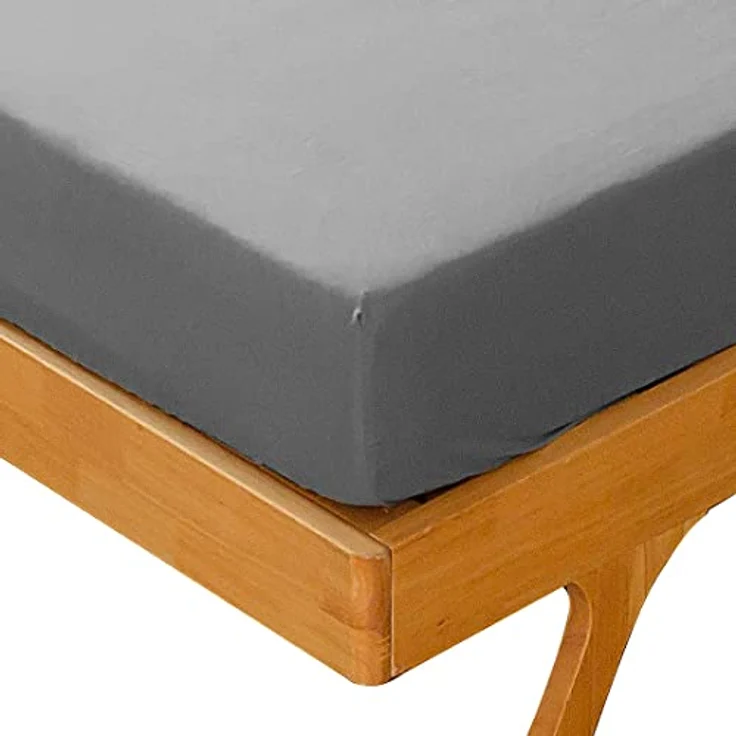 KONO Bedding Spannbettlaken - Gebürstete Mikrofaser Spannbetttuch - 30 cm Tiefe Tasche (Grau, 180x200 cm) BS-3 180 GY – Bild 3