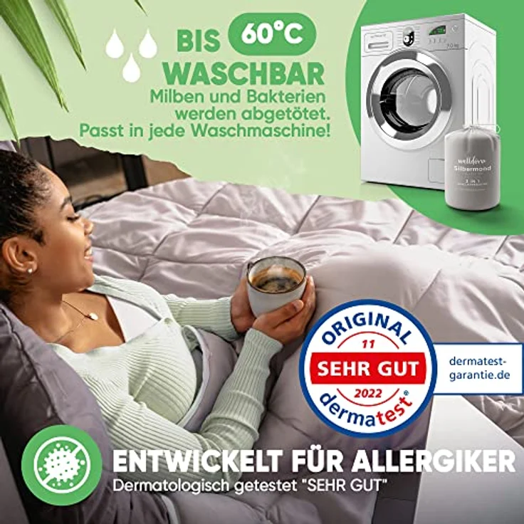 Welldora 4-Jahreszeitenbett, Allergiker Bettdecke Fachärztlich getestet mit Druckknöpfen – Bild 5