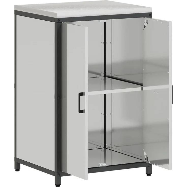 vidaXL Küchenaufbewahrung mit Regal Silber 60 x 50 x 92 cm Stahl 874994 – Bild 5